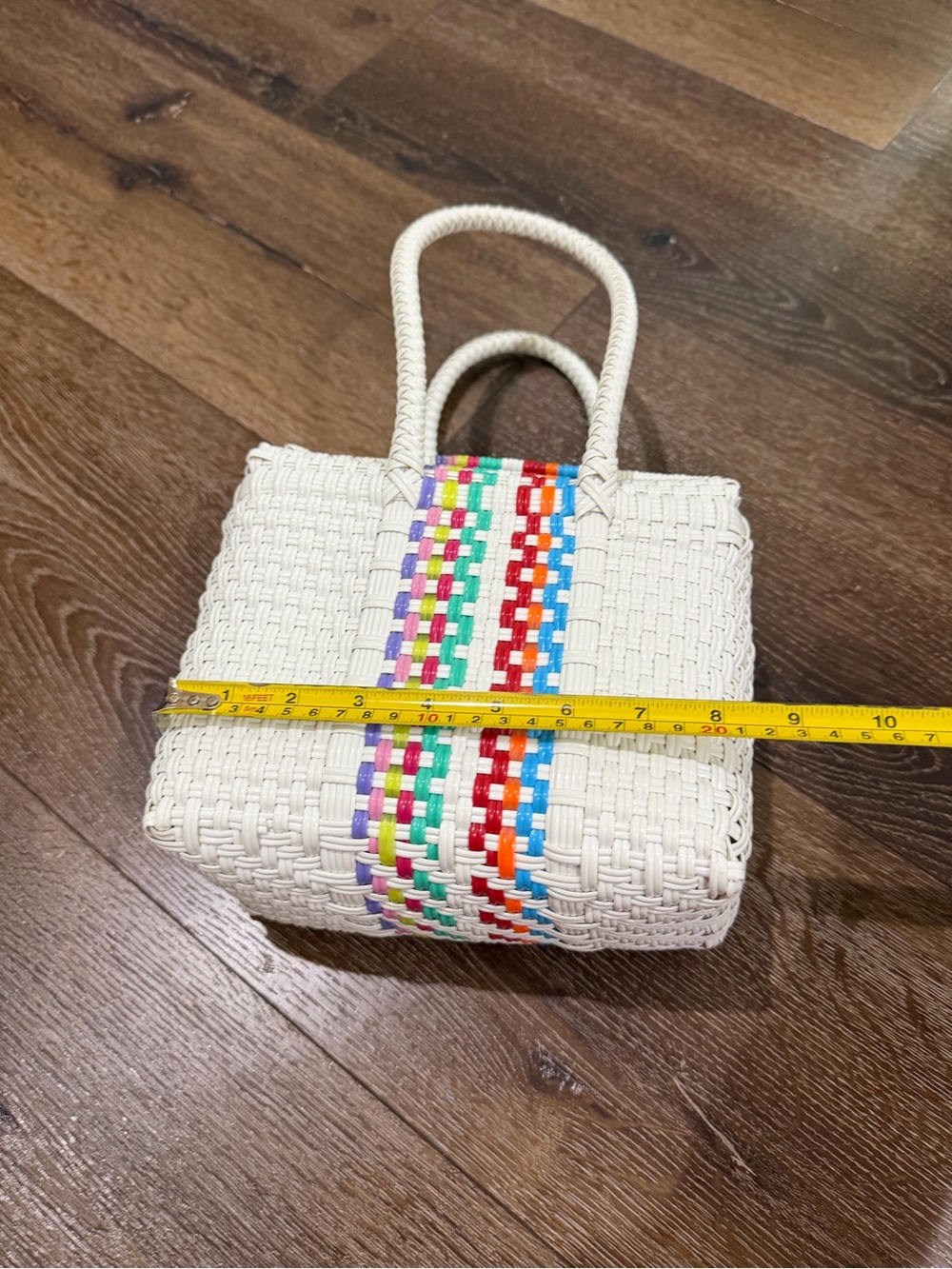 EUC handmade plastic straw bag multi color - Picture 8 of 10